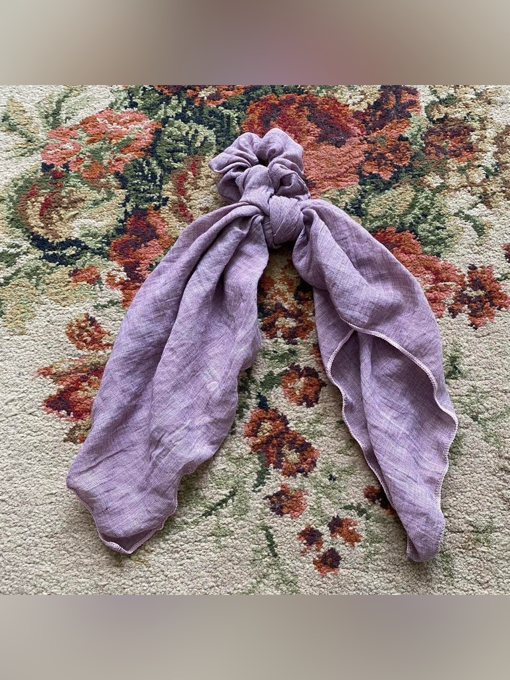 Lavender Tie-Back Scrunchie Scarf - Lightweight Hair Accessory
